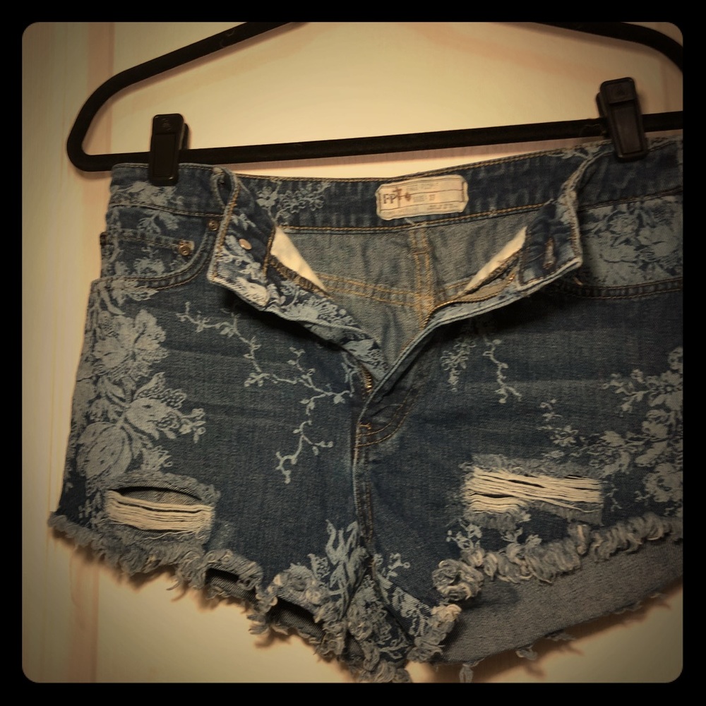 Floral Free People Jean Shorts